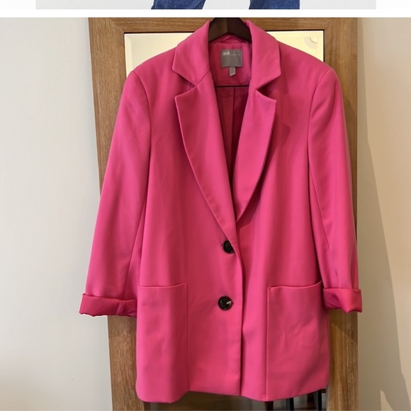 ASOS TALL bright pink bonded crepe grandad coat - Picture 4 of 8